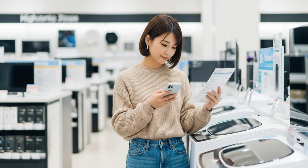 型落ち洗濯機　家電量販店とオンラインストア