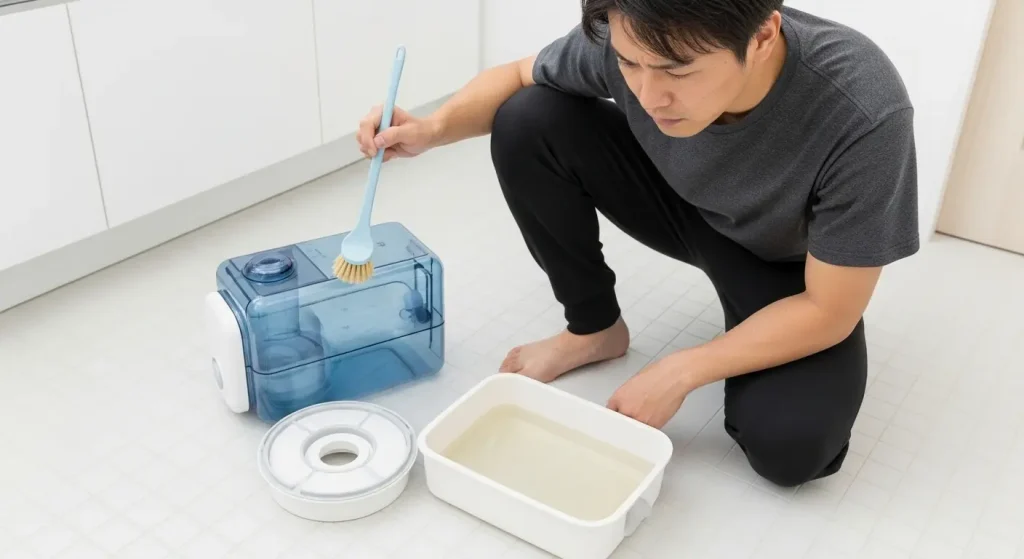 加湿機能の毎日の水交換と定期清掃の手間