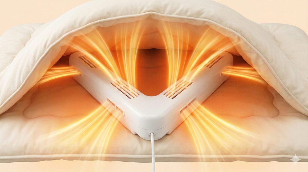 日立独自の技術「3Dブロー方式」で温風が届く